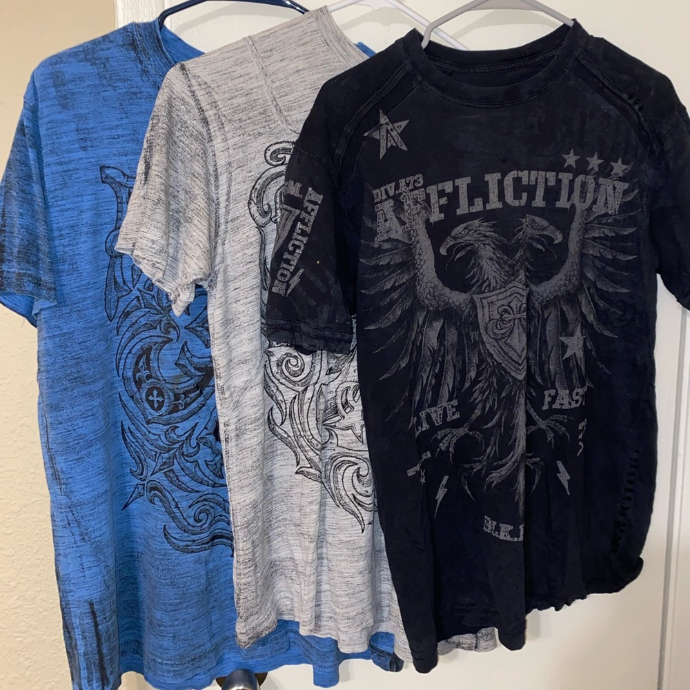 3 Affliction T shirts